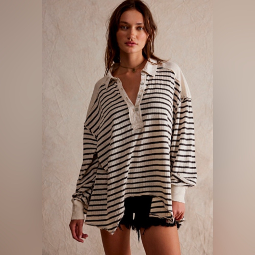 FREE PEOPLE all for you polo in cream combo